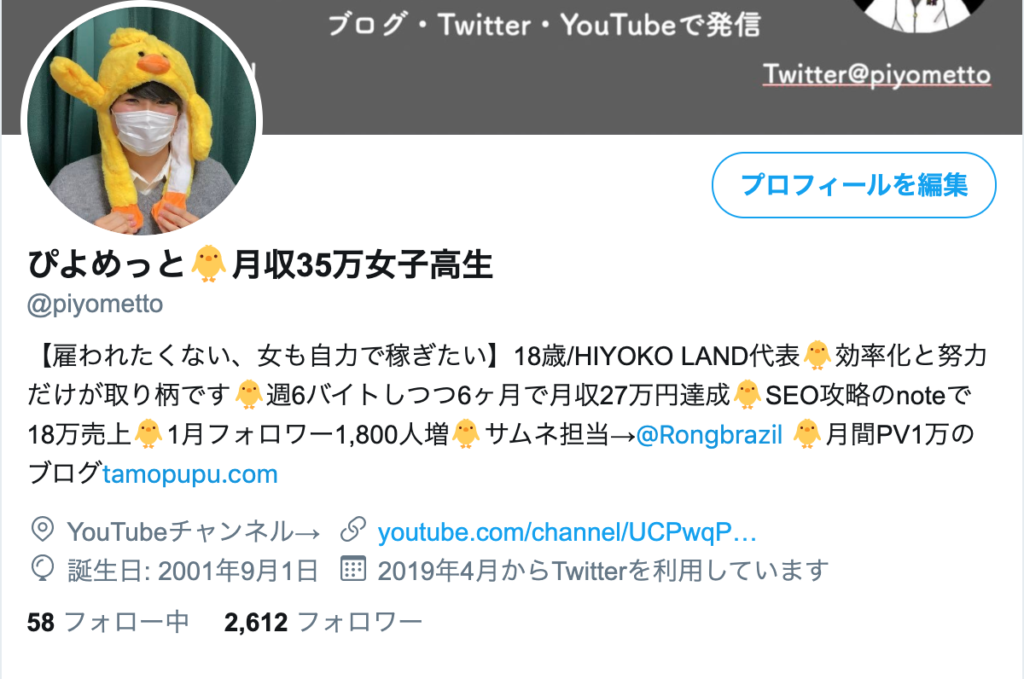Twitterのフォロワー数